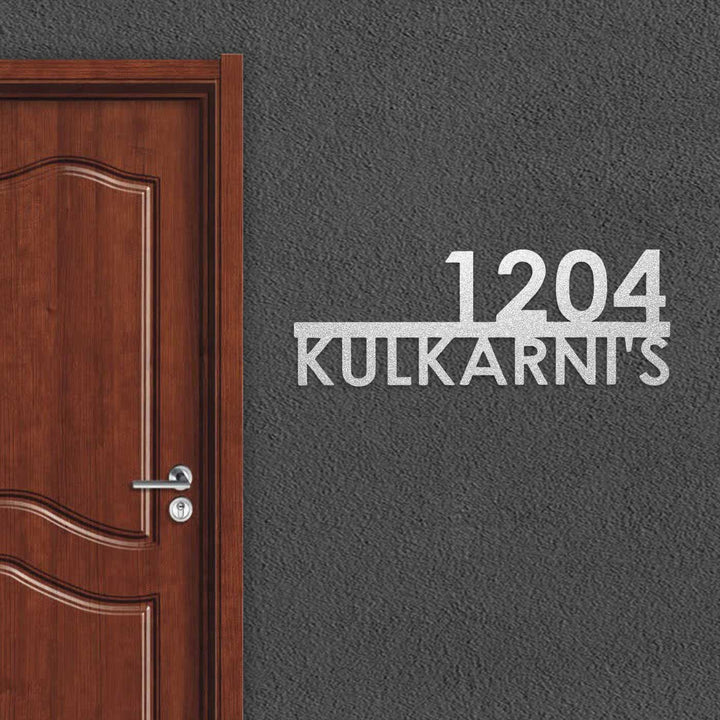 Personalized Modern Weatherproof Name Plate With House Number - Mounted on Entryway Wall