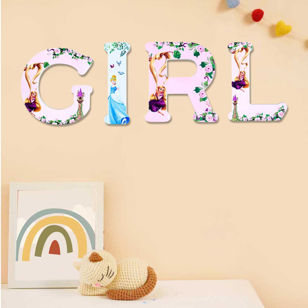 Handmade Blue Princess Theme MDF Wood 3D Wall Letter For Kids - Z