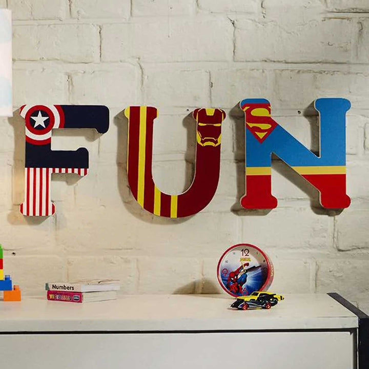 Handmade Captain America Theme MDF Wood 3D Wall Letter For Kids - F