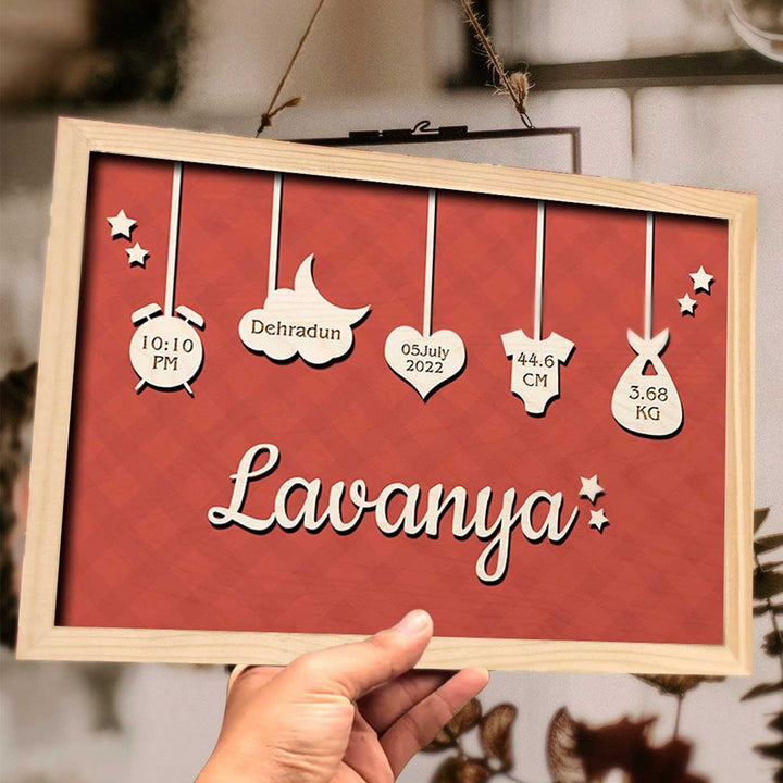 Personalized New Born Baby Framed Nameplate