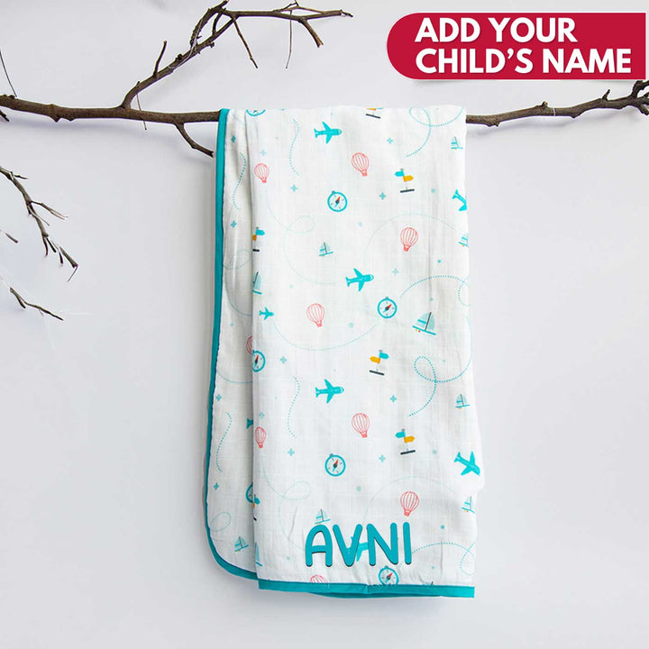 Personalized Reversible Lil Travellers Kids Dohar | 0-4 Years