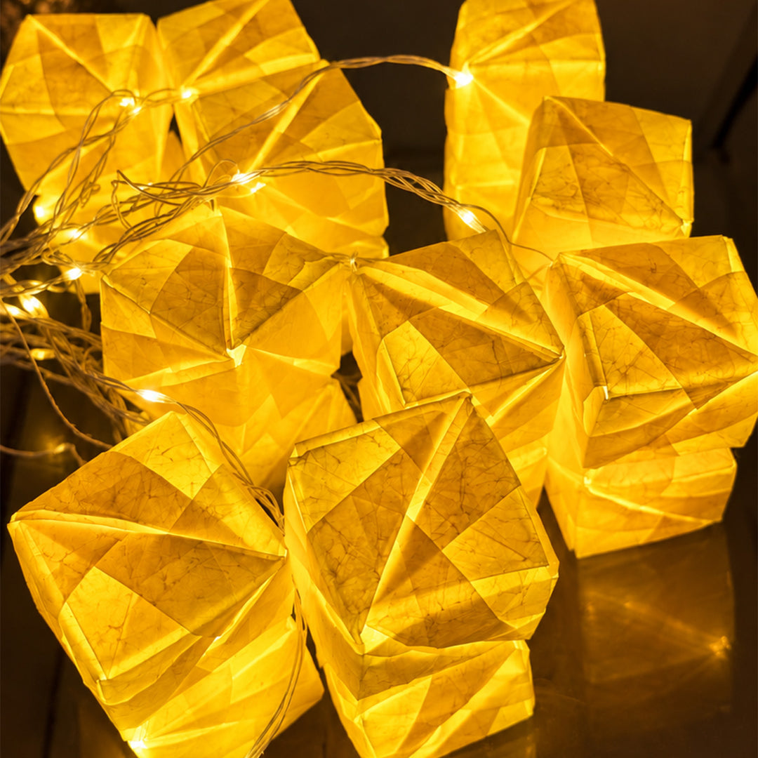 Handmade Tea Dyed Origami Crochet Paper LED Fairy Light For Festive Decor