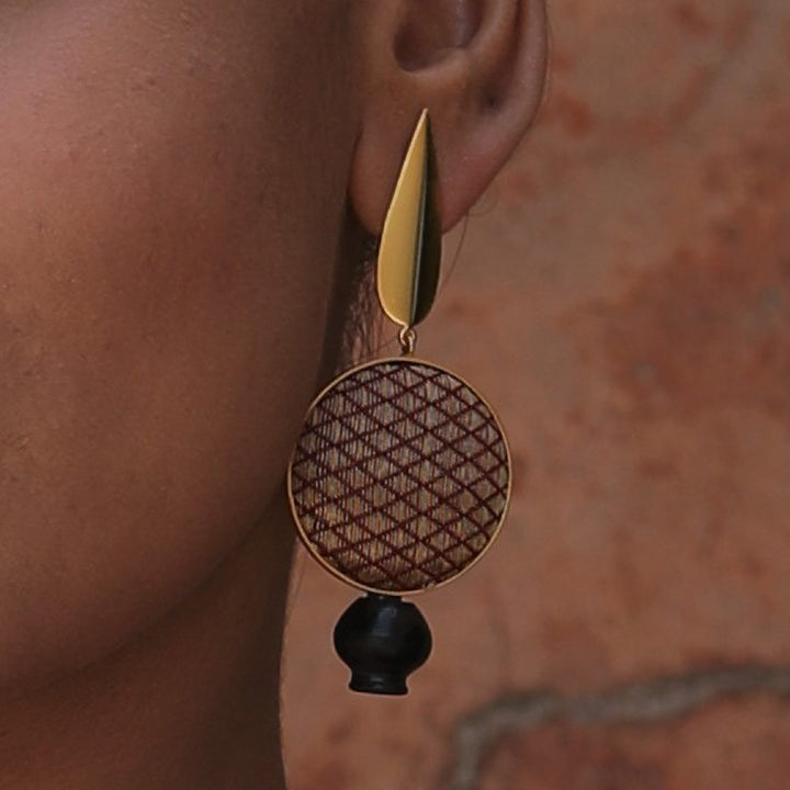 Modern Handmade Drop Zari Brass Earrings | 22K Gold Plated