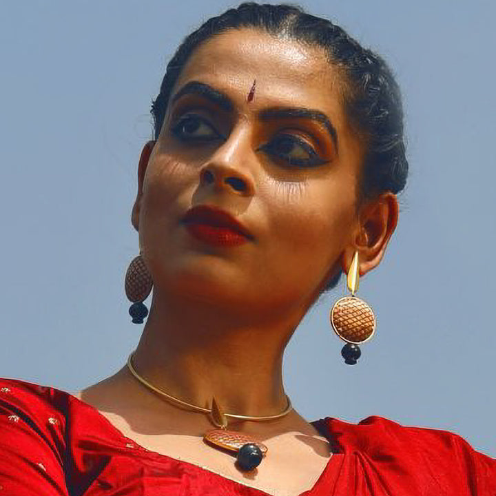 Modern Handmade Drop Zari Brass Earrings | 22K Gold Plated