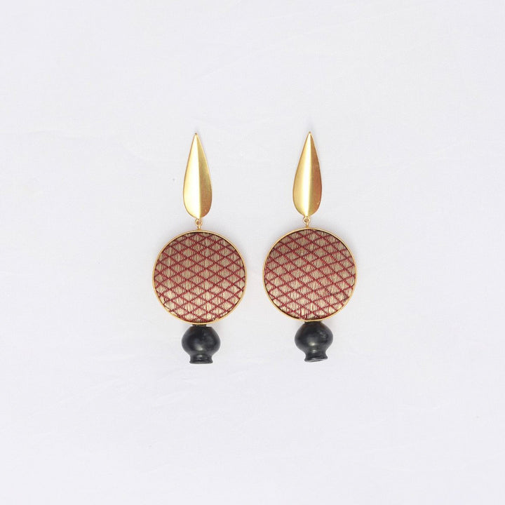 Modern Handmade Drop Zari Brass Earrings | 22K Gold Plated