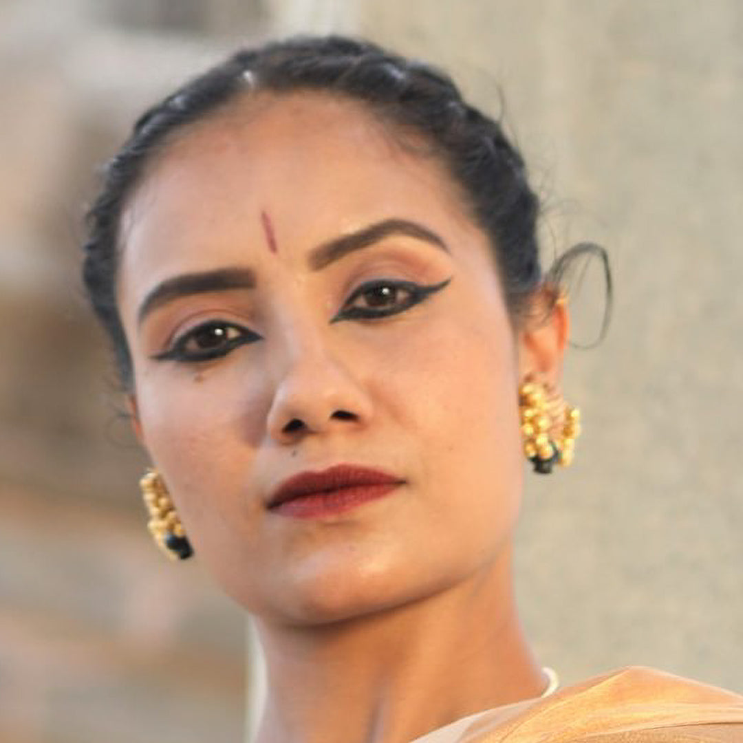 Contemporary Handmade Beige Zari Earrings | 22K Gold Plated