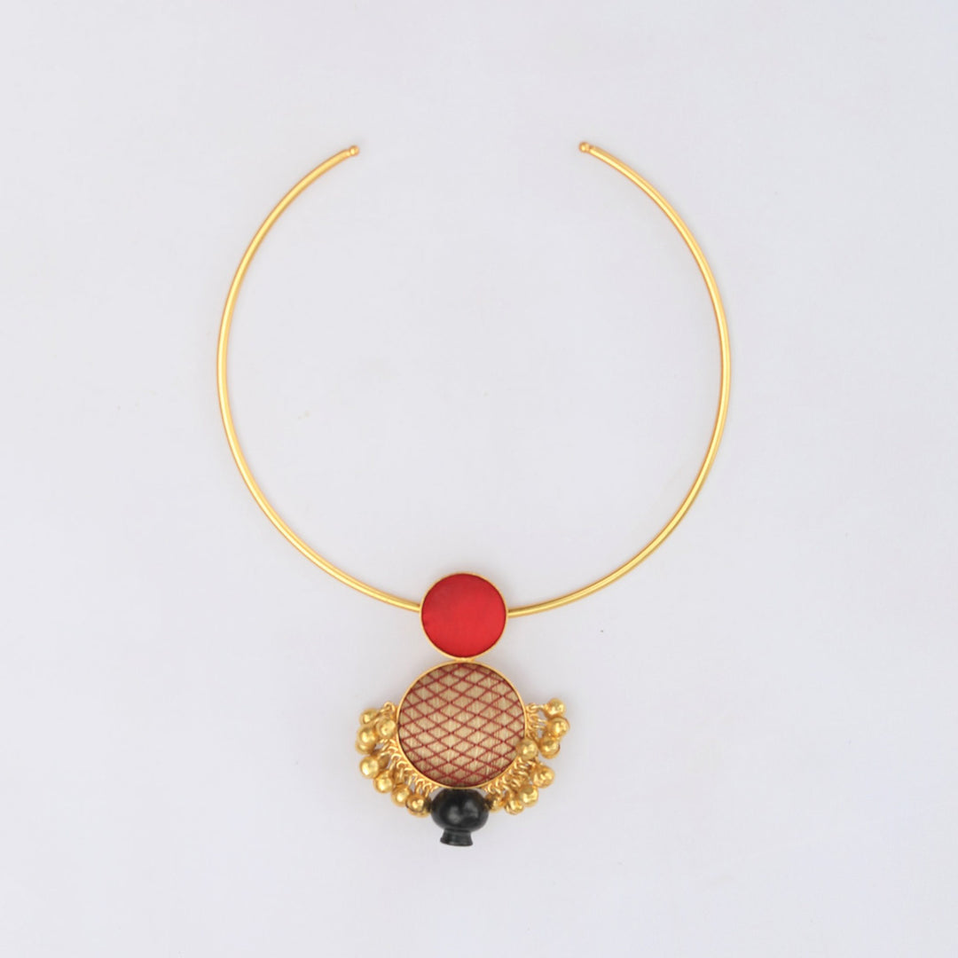 Handmade Zari And Pot Design Necklace | 22K Gold Plated
