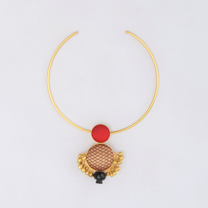 Handmade Zari And Pot Design Necklace | 22K Gold Plated