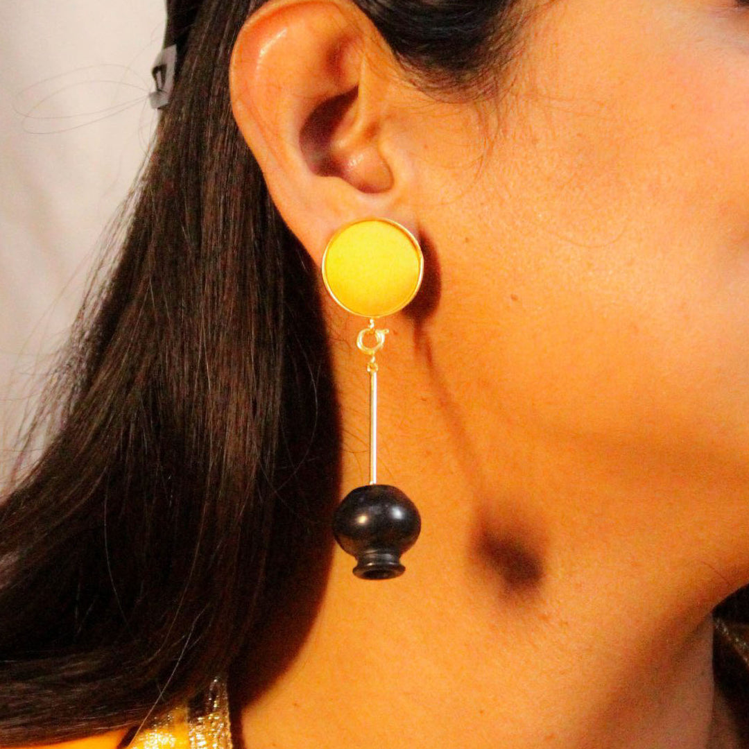 Modern Handmade Inverted Pot Wedding Earrings | 22K Gold Plated