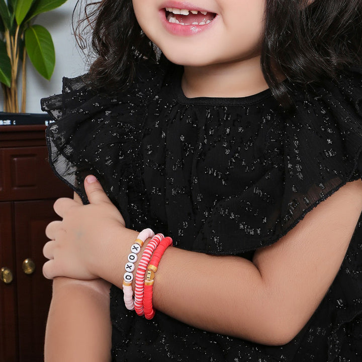 3 Pc | Personalized Cotton Candy Dream Stackable Clay Beaded Bracelet For Girls