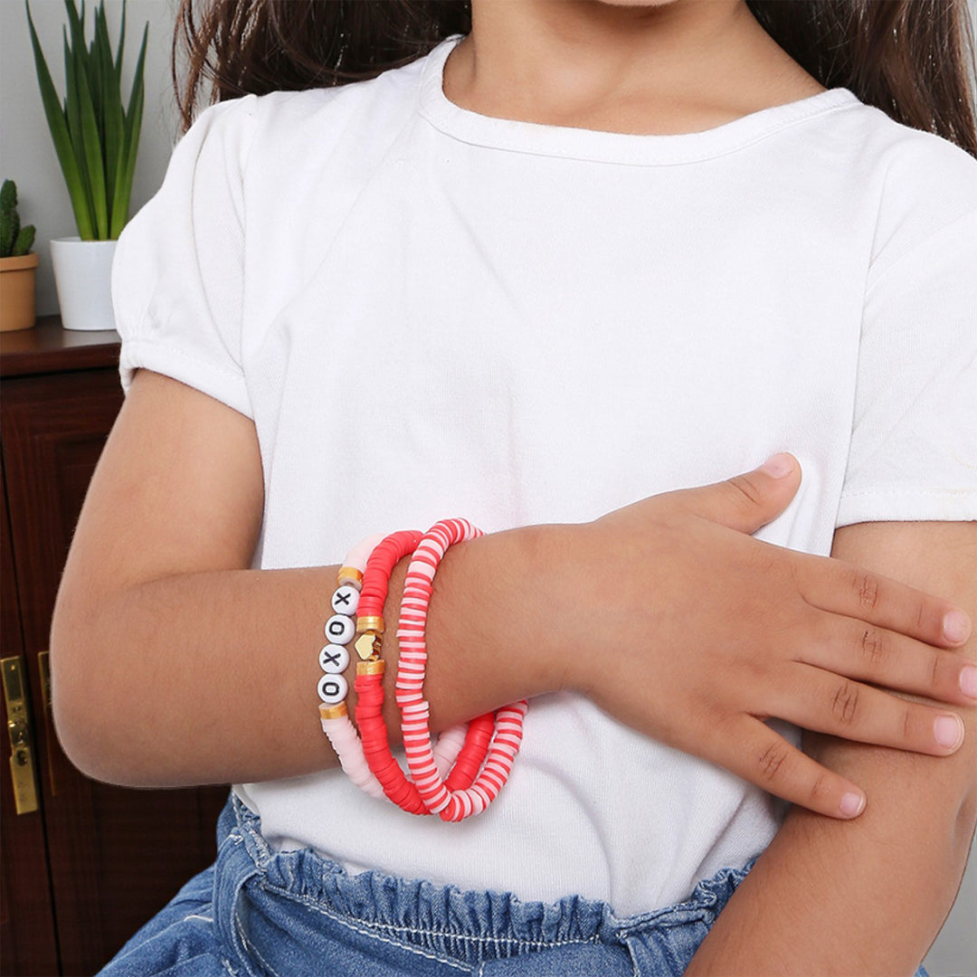 3 Pc | Personalized Cotton Candy Dream Stackable Clay Beaded Bracelet For Girls
