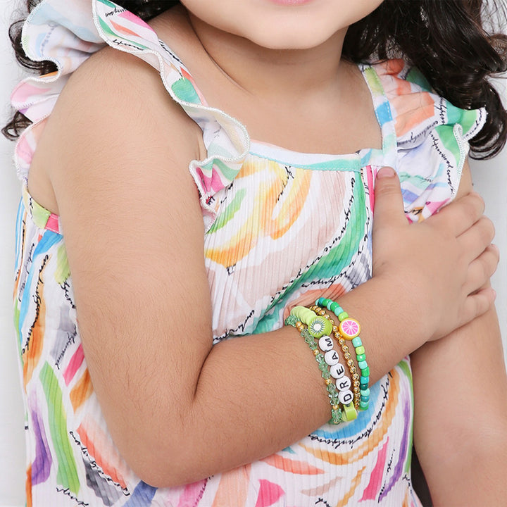 4 Pc | Personalized Matcha Bliss Stackable Clay Beaded Bracelet For Girls