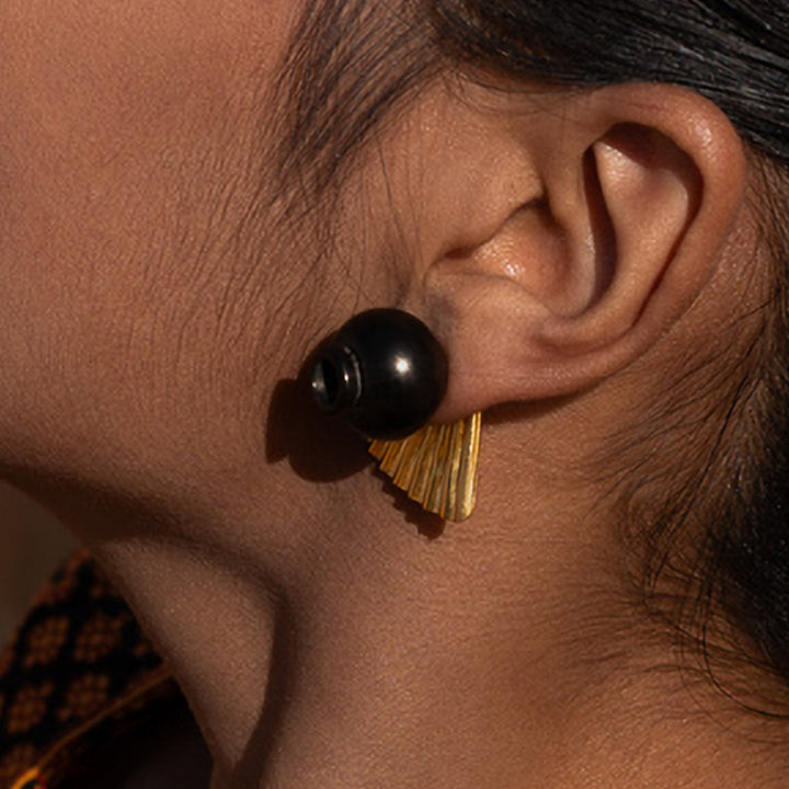 Modern Handmade Minimal Pot And Draping Design Brass Earrings | 22K Gold Plated