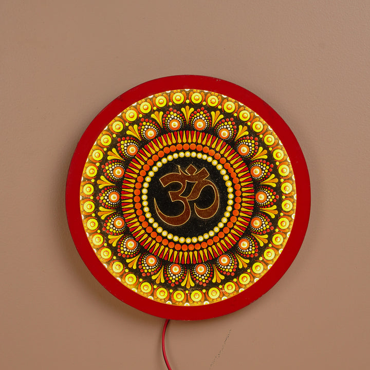 Hand-Painted Dot Mandala OM MDF Wood Lamp