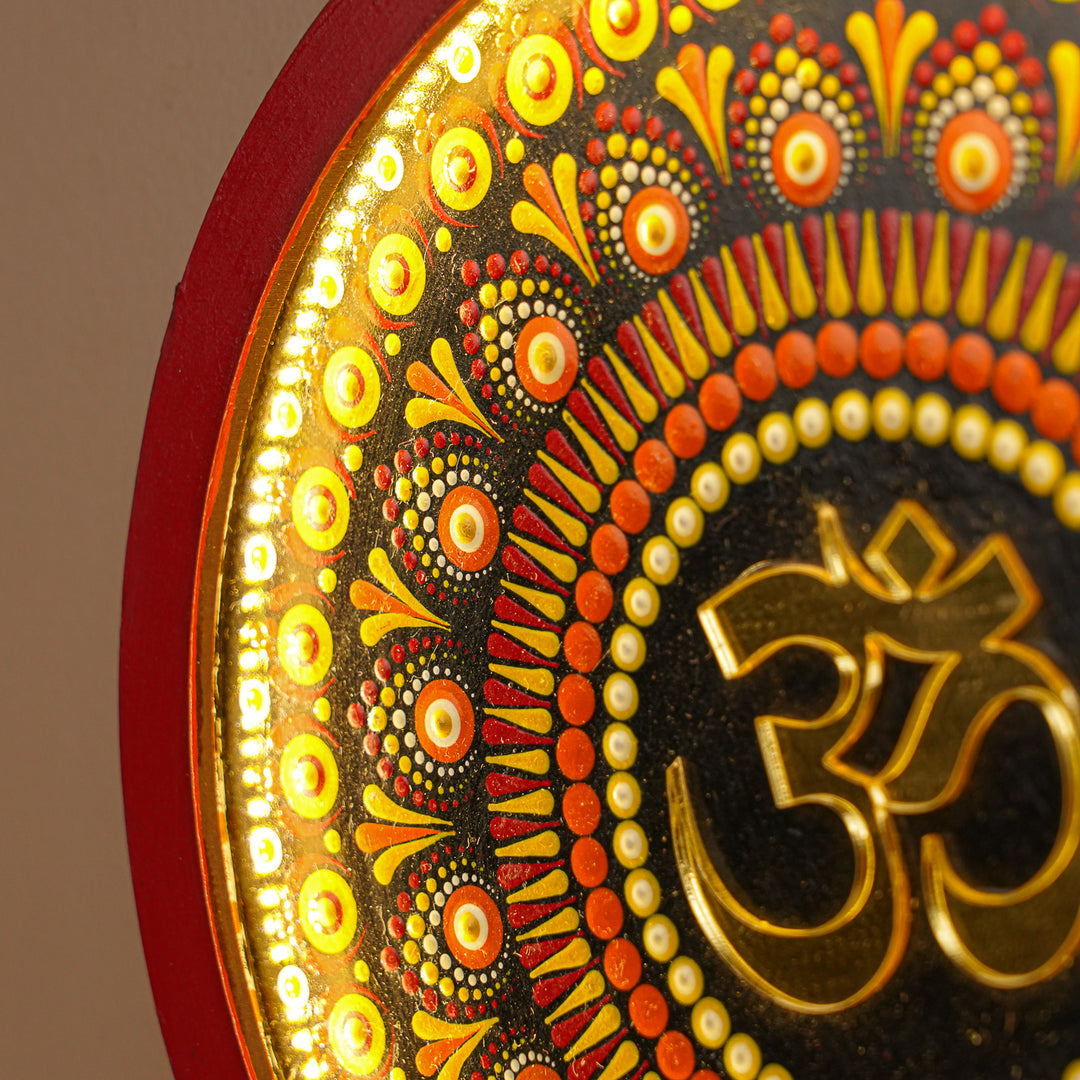 Hand-Painted Dot Mandala OM MDF Wood Lamp