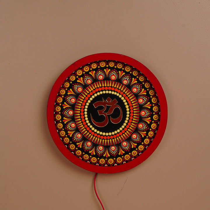 Hand-Painted Dot Mandala OM MDF Wood Lamp