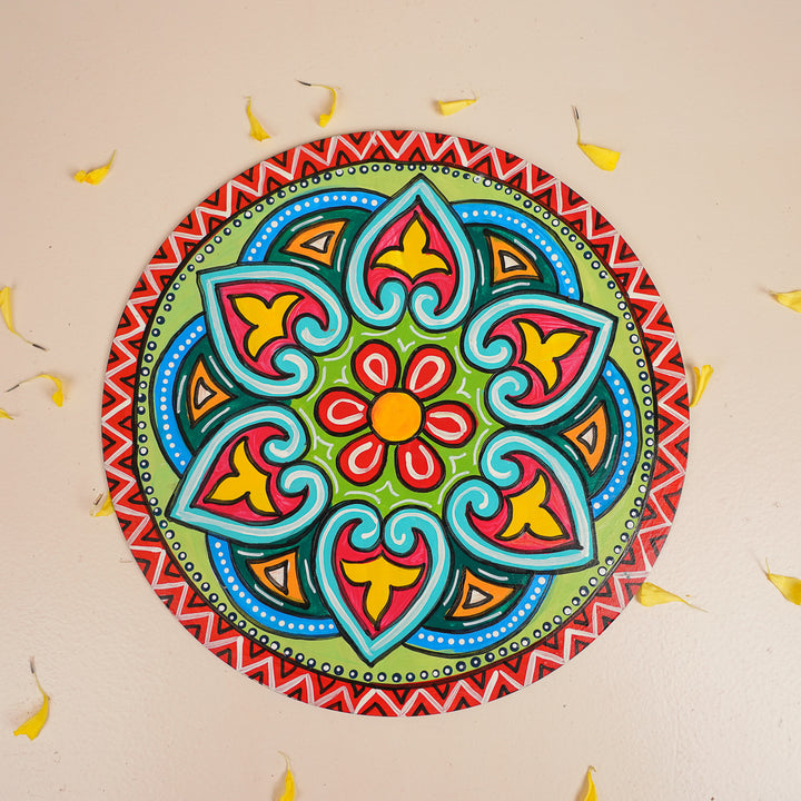 Hand-Painted Round Mandala Rangoli
