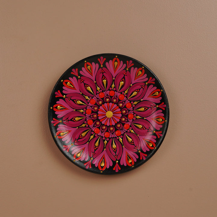 8 Inch | Hand-Painted Dot Mandala Floral Terracotta Wall Plate