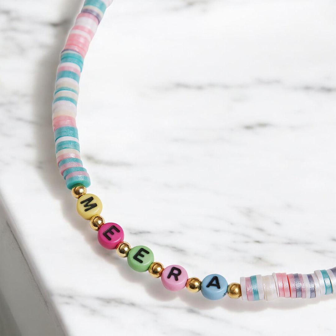 2 Pc | Personalized Beaded Necklace & Bracelet Set For Girls