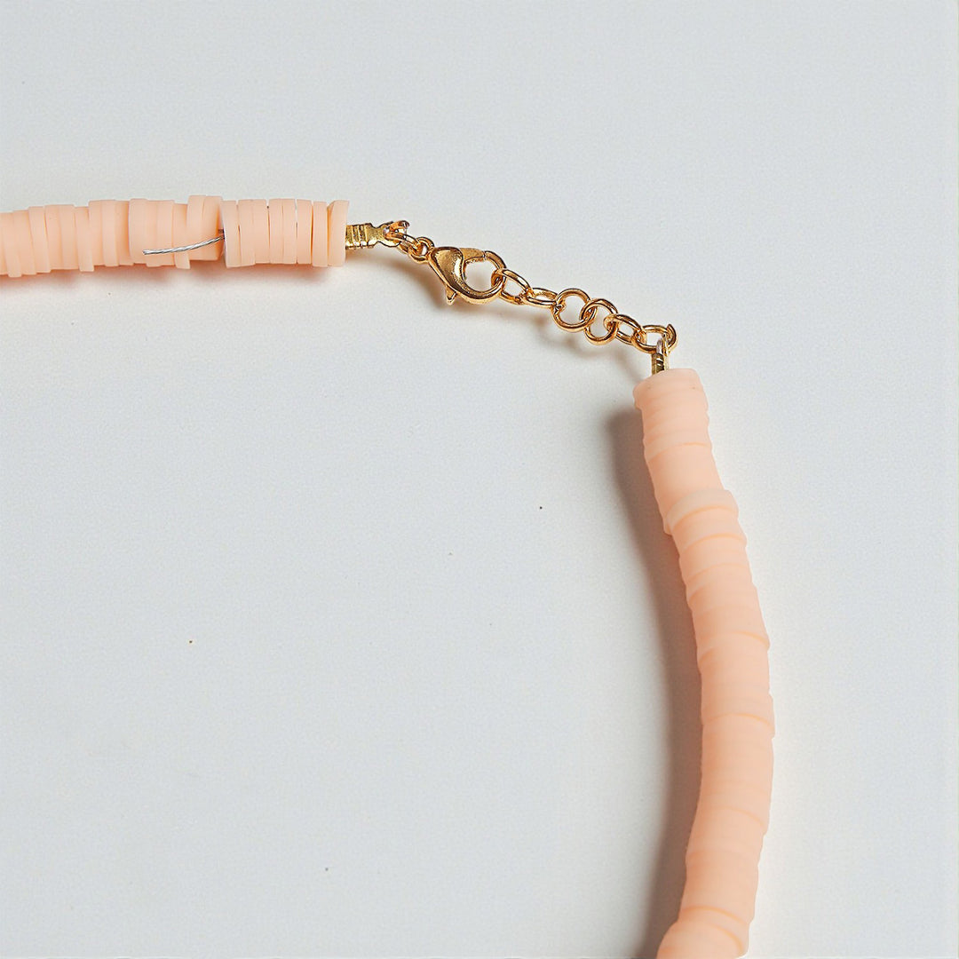 2 Pc | Personalized Peach Beaded Necklace & Bracelet Set For Girls