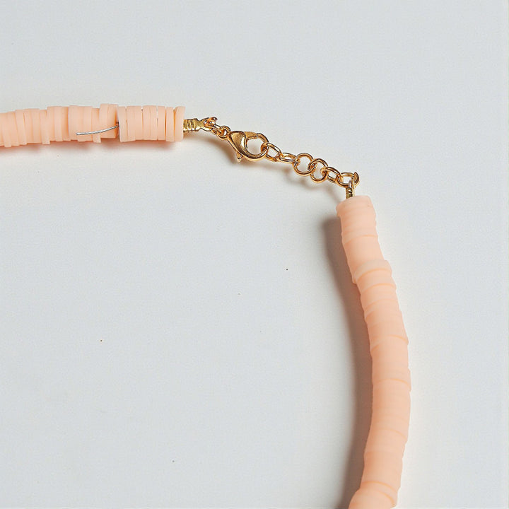 2 Pc | Personalized Peach Beaded Necklace & Bracelet Set For Girls