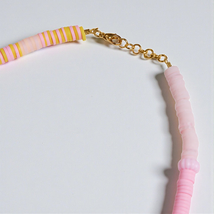 2 Pc | Personalized Pink & Orange Beaded Necklace & Bracelet Set For Girls