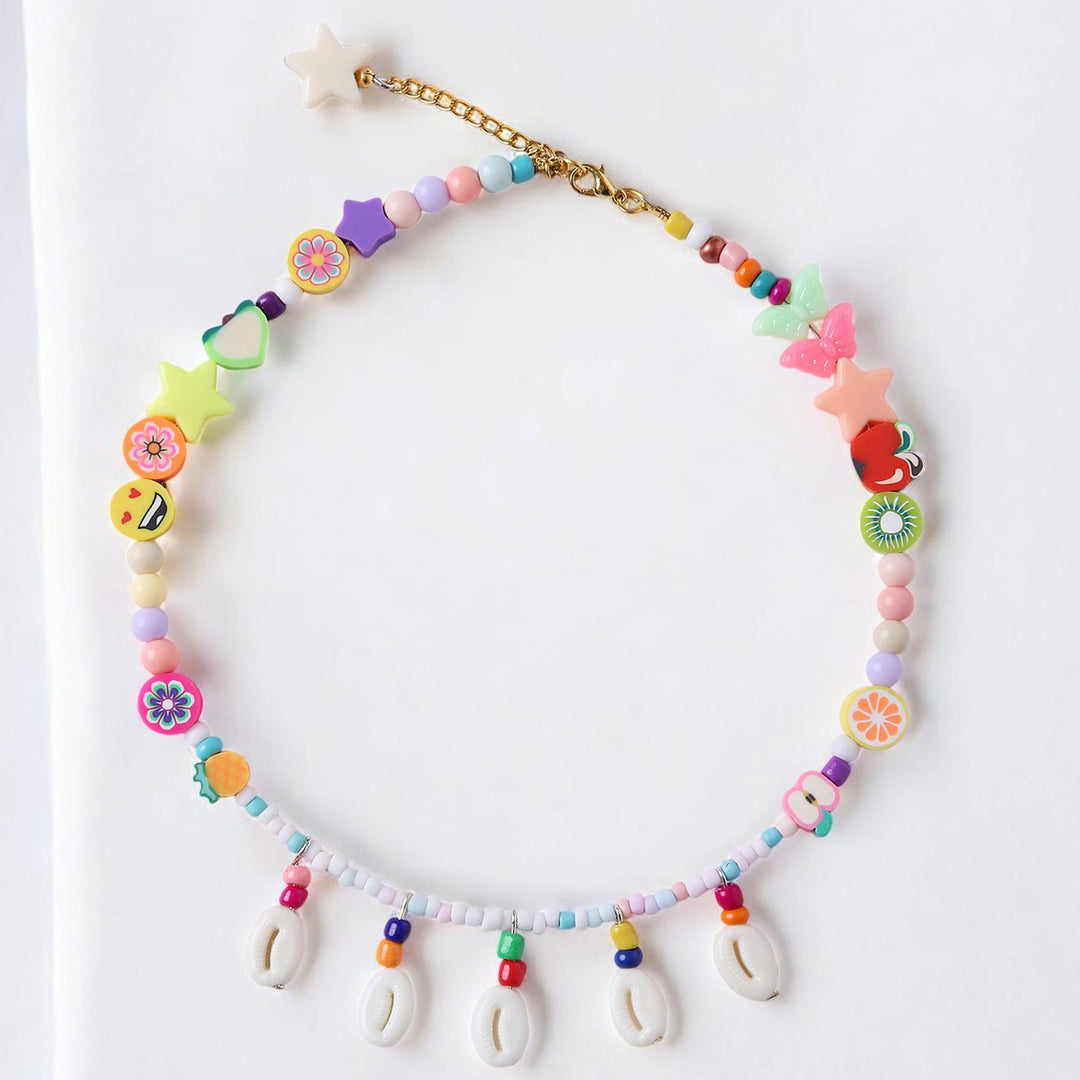 2 Pc | Boho Beaded Shell Necklace & Bracelet Set For Girls