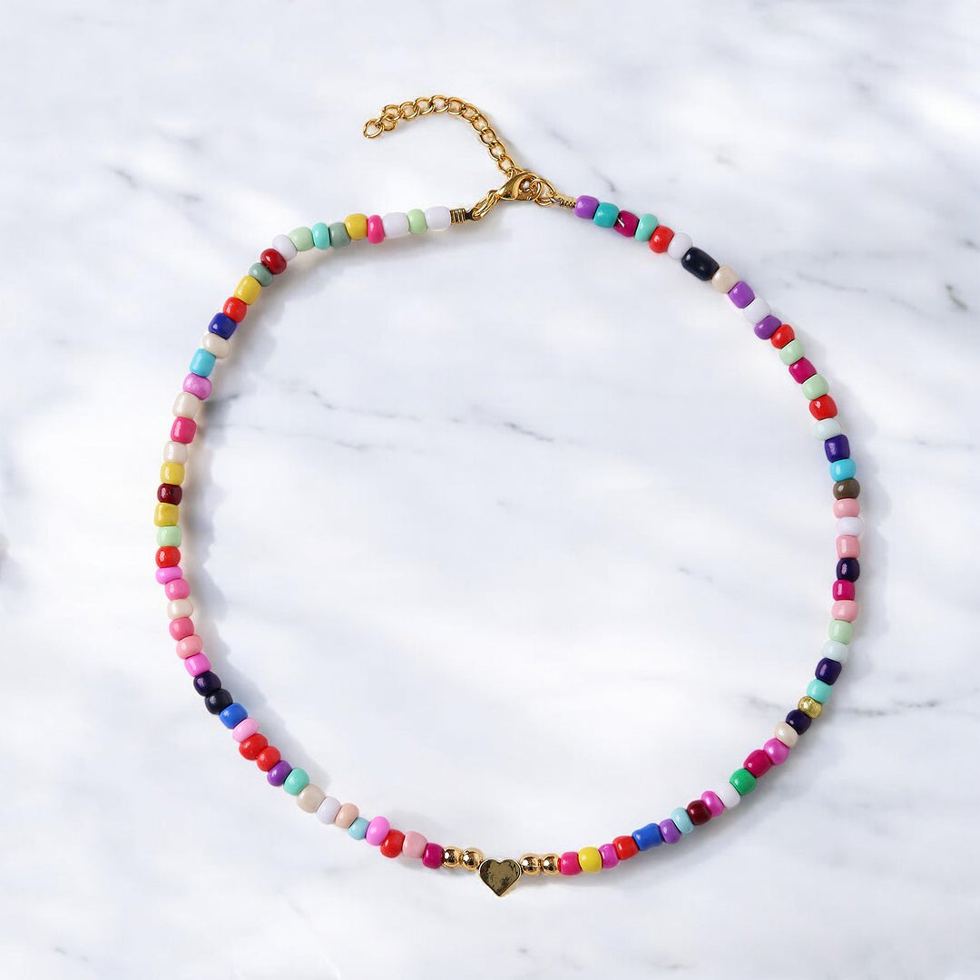 2 Pc | Personalized Multicolor Beaded Necklace & Bracelet Set For Girls