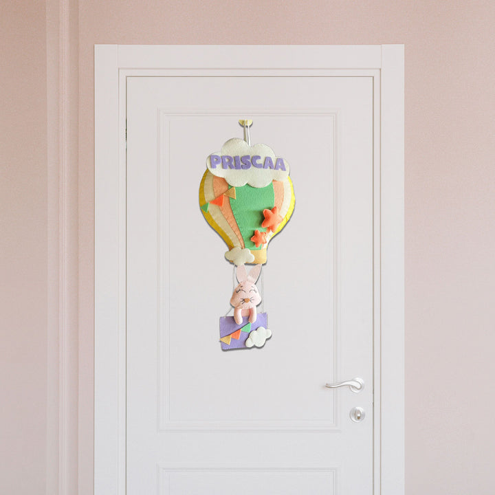 Personalized Felt Parachute Theme Name Plate - Hanging on Door Front View