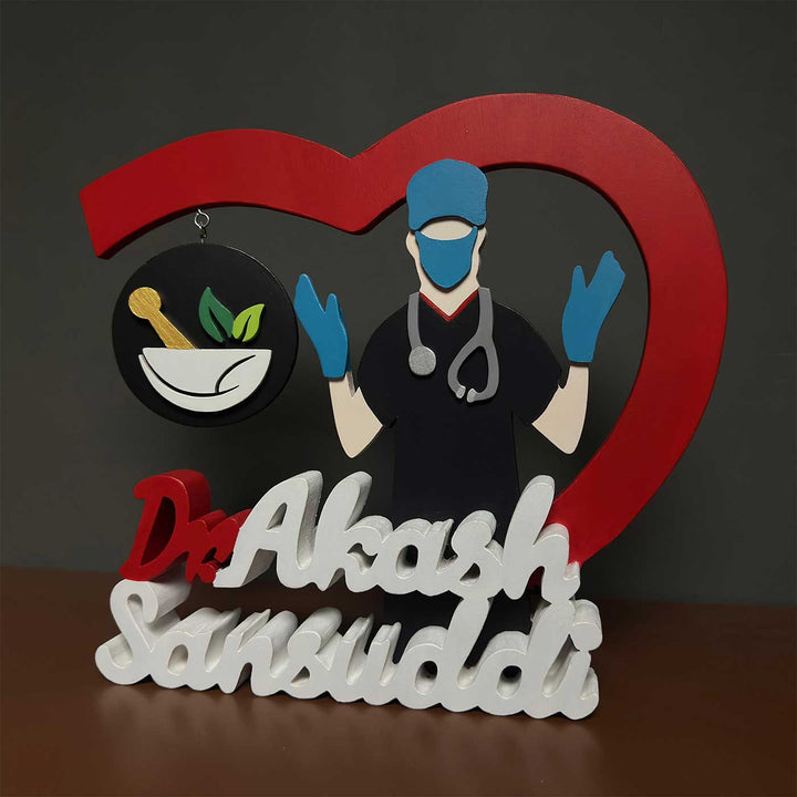 Personalized Ayurvedic Physician MDF Wood Desk Name Plate