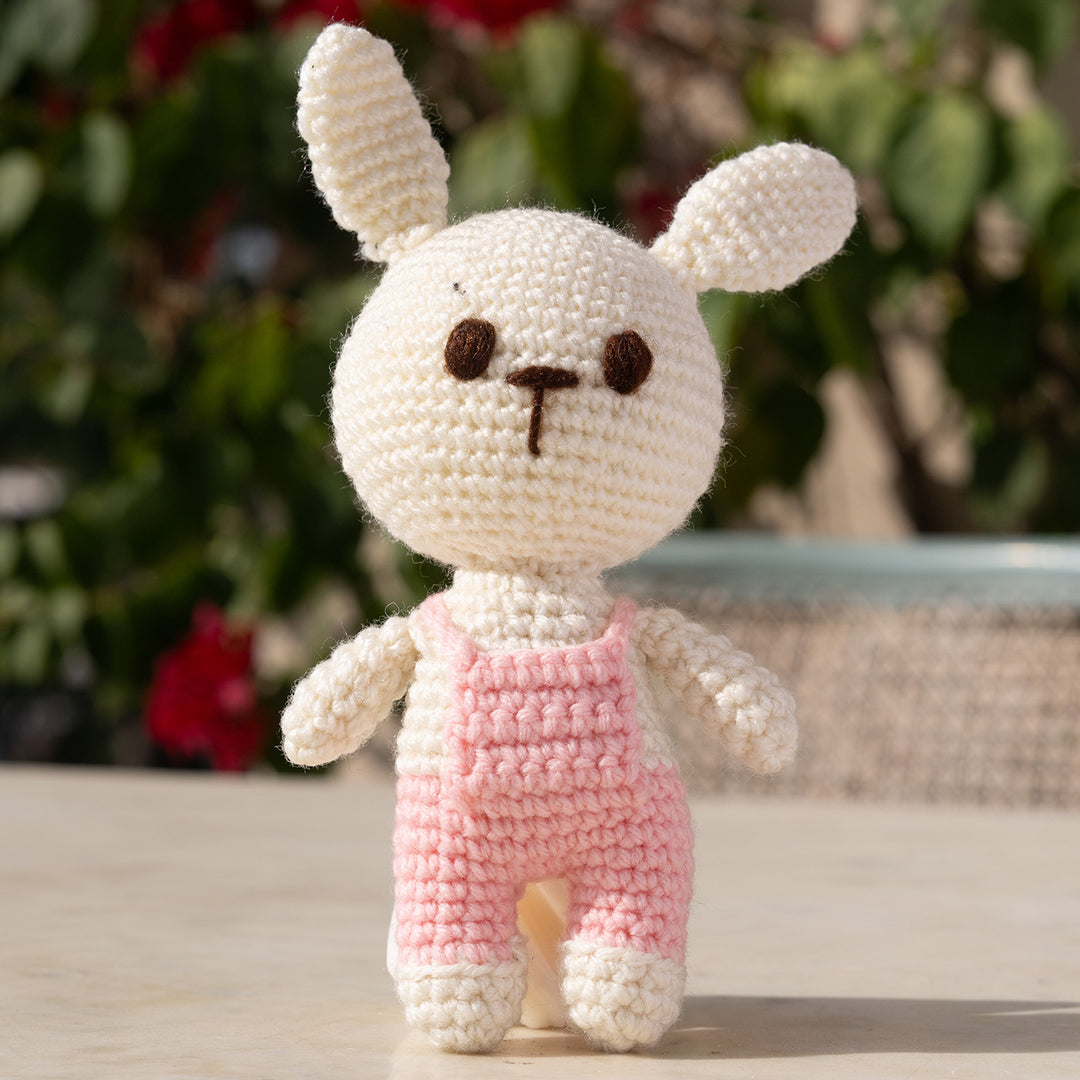Handmade Crochet Pink Bunny Toy For Kids