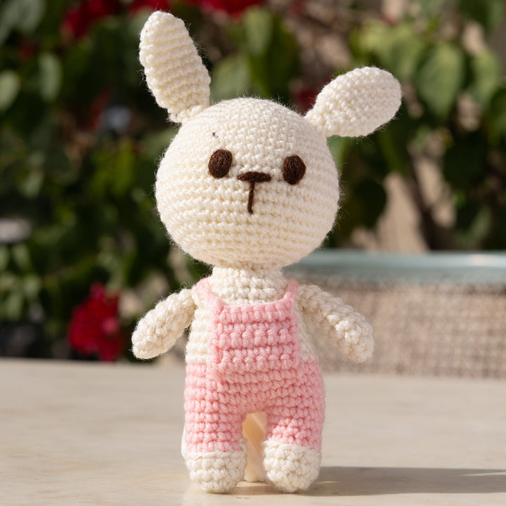 Handmade Crochet Pink Bunny Toy For Kids