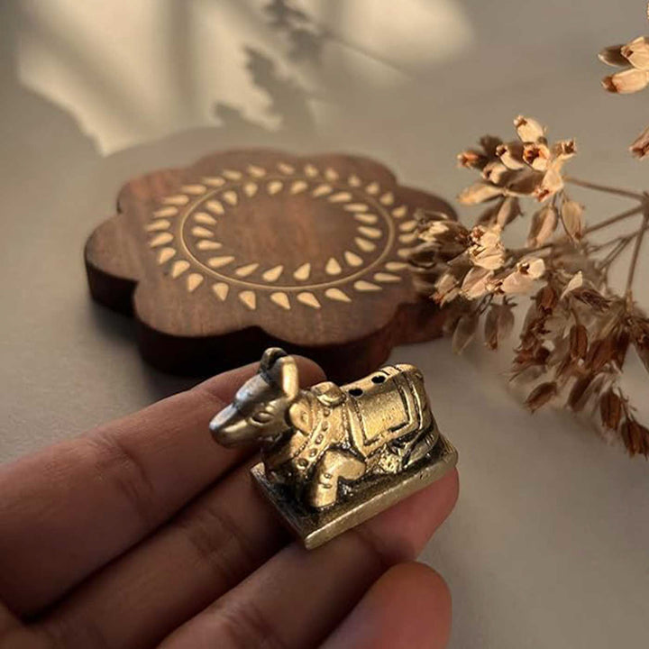 Handmade Cow Design Brass Incense Stick Holder