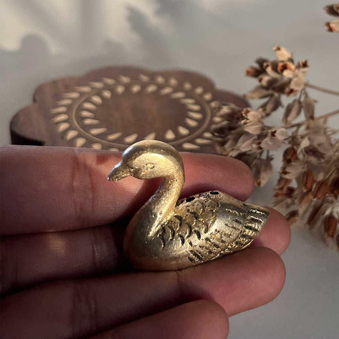 Handmade Swan Design Brass Incense Stick Holder