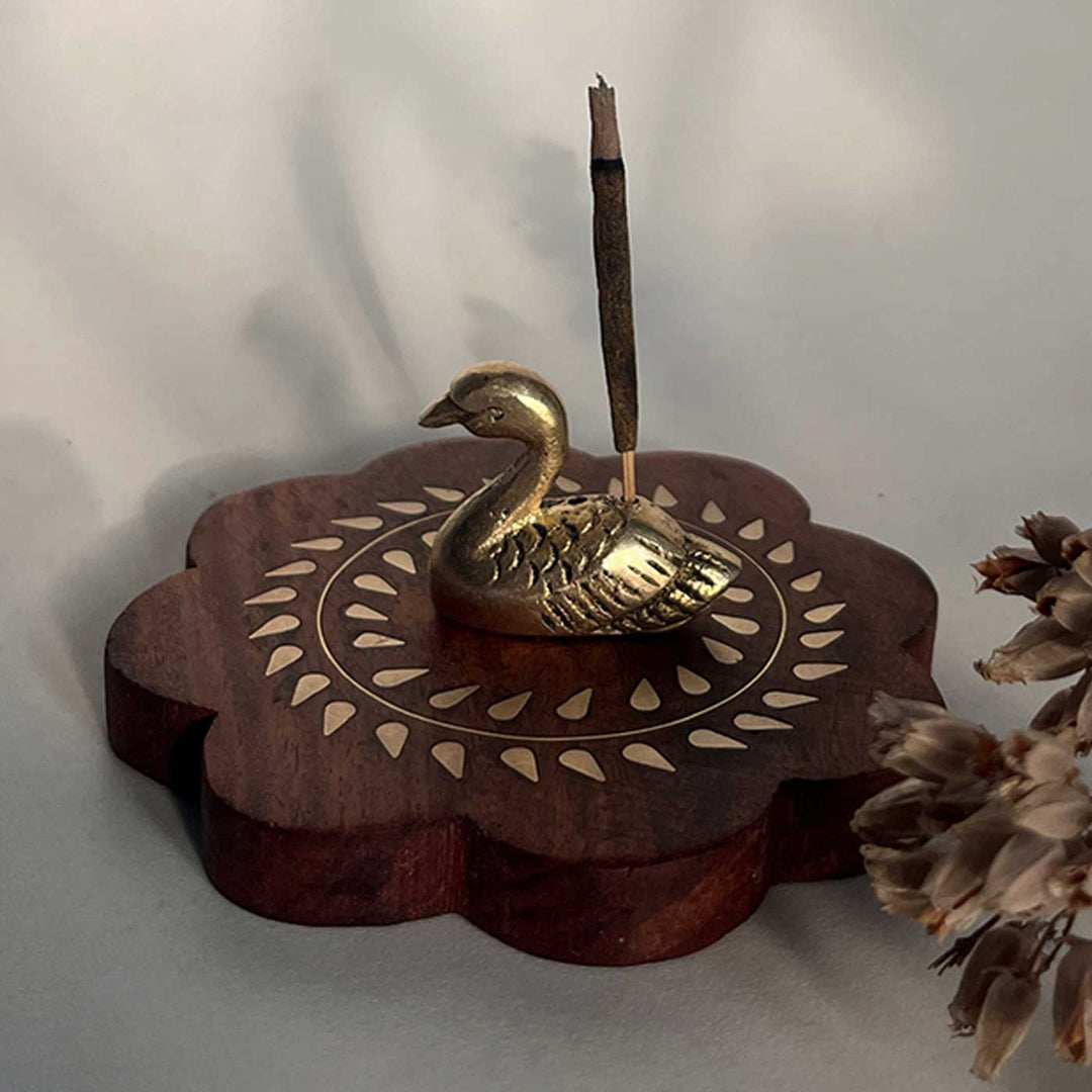 Handmade Swan Design Brass Incense Stick Holder