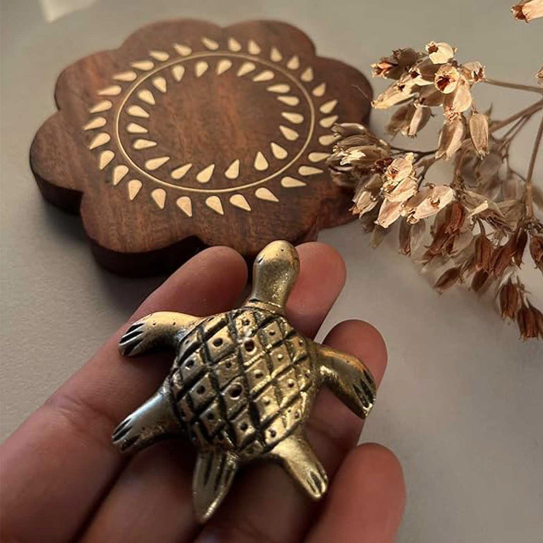 Handmade Tortoise Design Brass Incense Stick Holder