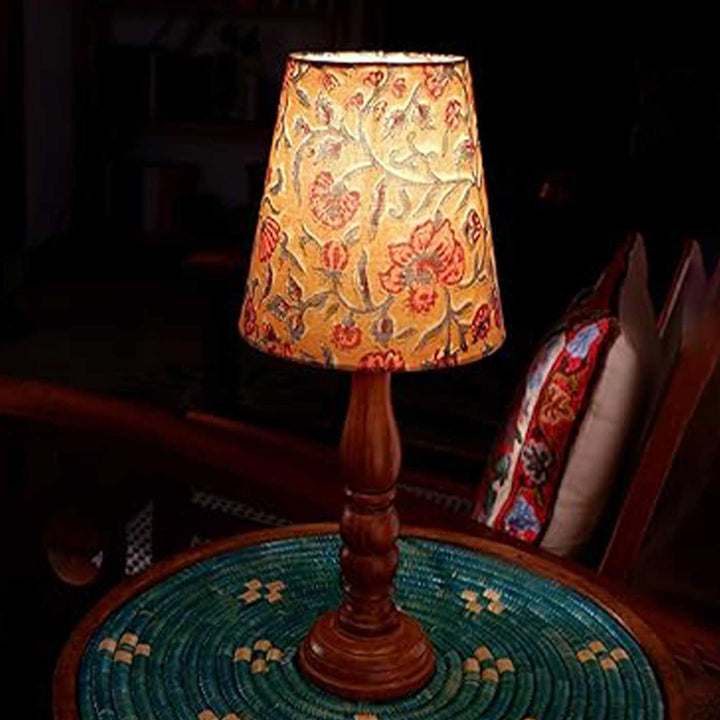 Handmade Orange Floral Design Fabric Table Lamp