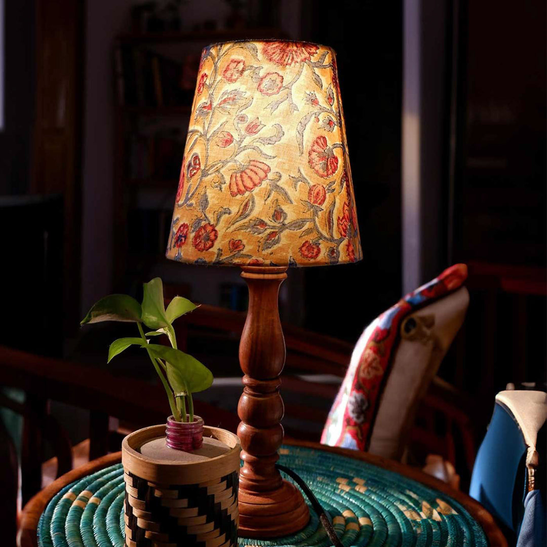 Handmade Orange Floral Design Fabric Table Lamp