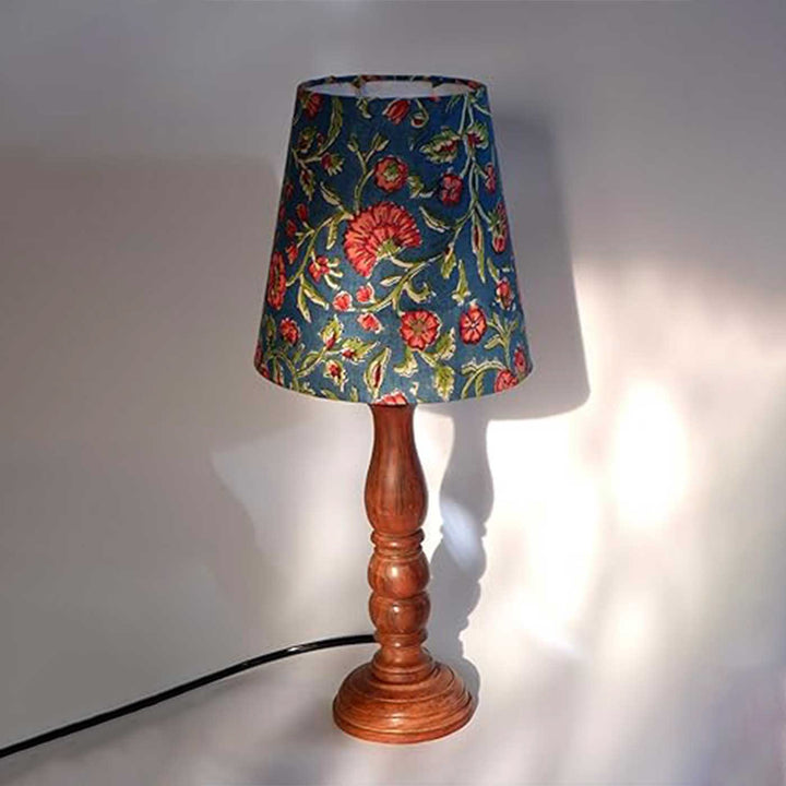 Handmade Blue Floral Design Fabric Table Lamp