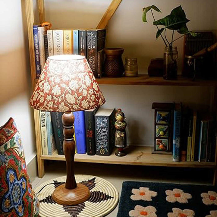 Handmade Crrimson Red Heritage Fabric Table Lamp