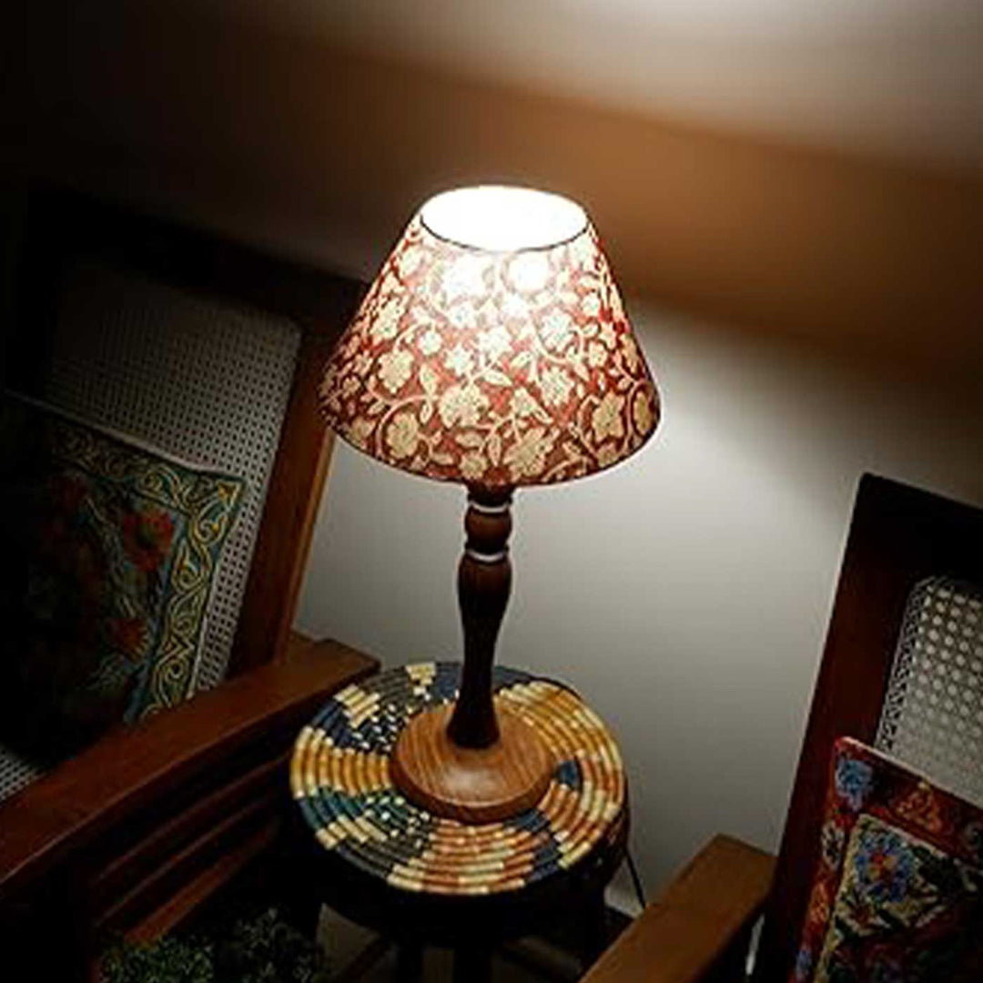 Handmade Crrimson Red Heritage Fabric Table Lamp
