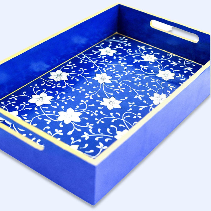 Mango Wood Azraq Pattern Jewelry Tray