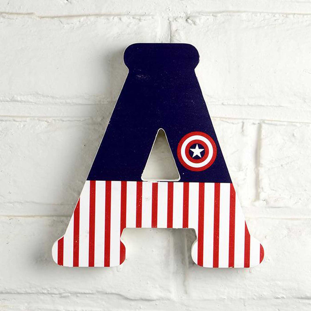 Handmade Captain America Theme MDF Wood 3D Wall Letter For Kids - A