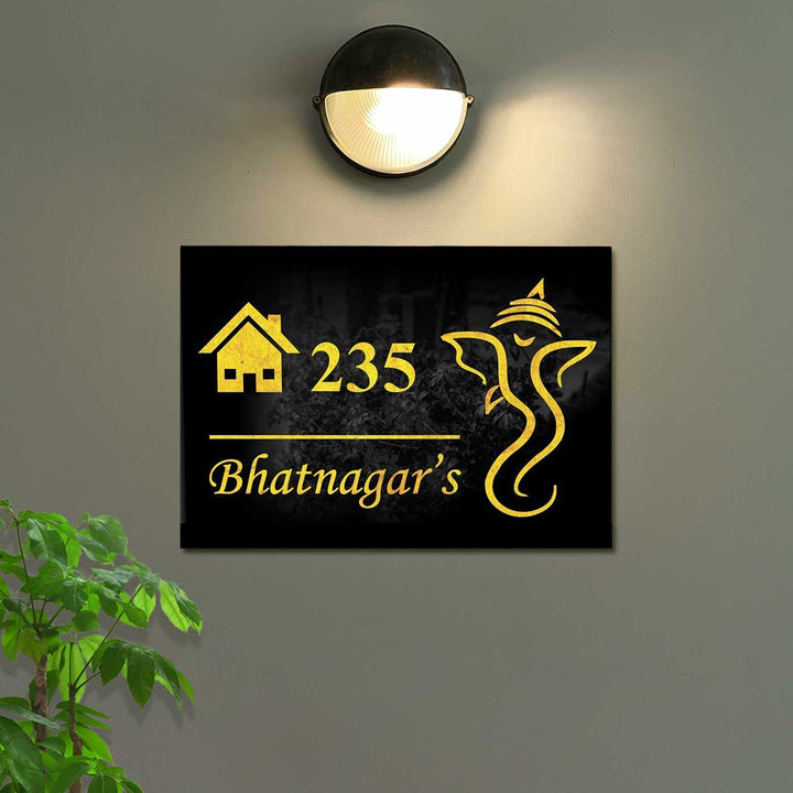 Personalized Ganesha Theme Acrylic LED Name Plate