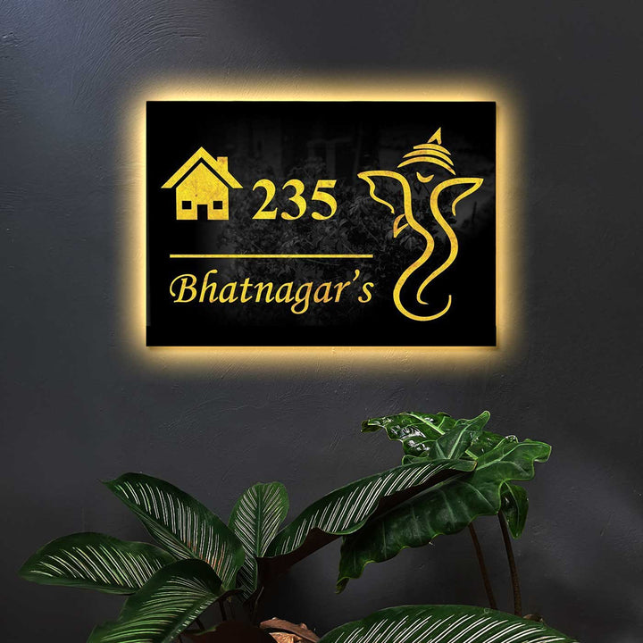 Personalized Ganesha Theme Acrylic LED Name Plate