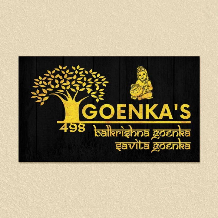 Personalized Little Krishna Theme Acrylic LED Name Plate