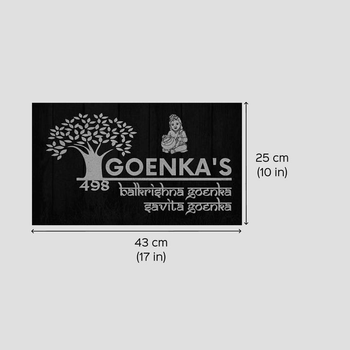 Personalized Little Krishna Theme Acrylic LED Name Plate