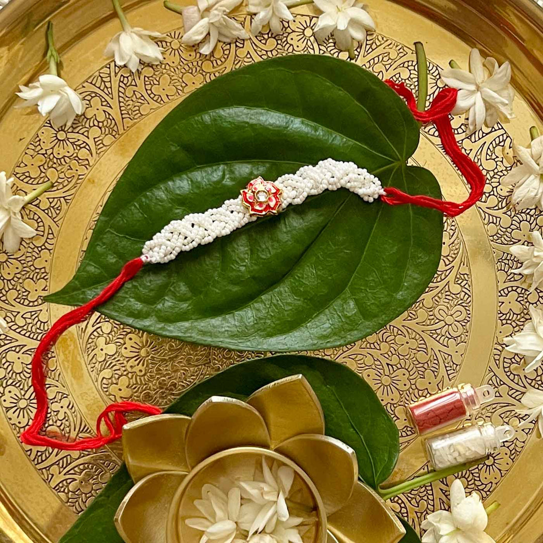 Handcrafted Meenakari "Abeer" Rakhi With Roli Chawal for Brother