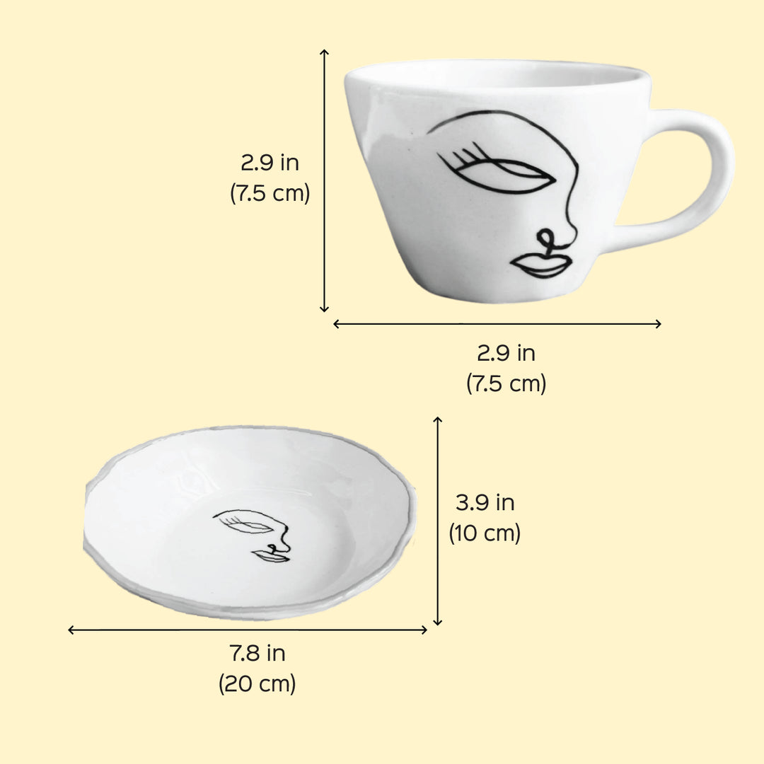 Handmade Abstract Ceramic Breakfast Set | Includes 1 Mug, 1 Bowl