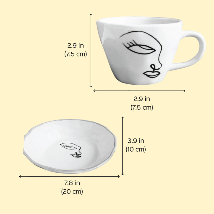 Handmade Abstract Ceramic Breakfast Set | Includes 1 Mug, 1 Bowl